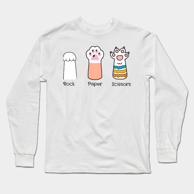 Feline Frenzy: Rock, Paper, Scissors - Cat Style! Long Sleeve T-Shirt by Helen Morgan